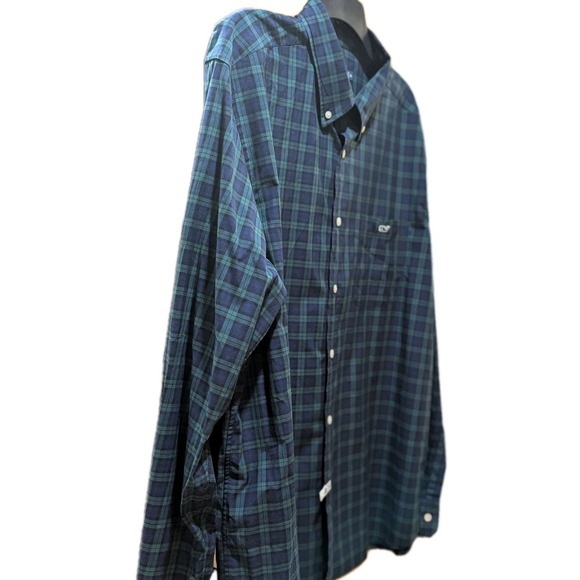Vineyard Vines Whale Shirt Mens XL Blue & Green Classic Plaid Long Sleeve Cotton - Picture 6 of 12